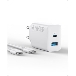 Зарядний пристрій Anker 20W USB-C, адаптер живлення для iPad, швидка зарядка, сумісний з iPhone 17/16/15, кабель USB-C 150 см