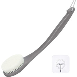 Масажна щітка для спини, щітка для душу, скрубер для тіла з довгим руків'ям для пілінгу та масажу, покращує кровообіг (Чорний PE)