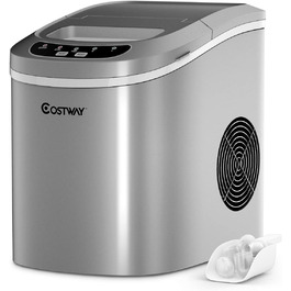 Машина для приготування льоду COSTWAY 12 кг/24 год, зелена/срібна, 2.2 л бак, 2 розміри кубиків льоду, включає лопатку, 25x36x33 см