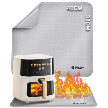 Термостійкий килимок для захисту від нагрівання 60x40 см. Стійкий до вогню, силіконовий килимок для кухонних стільниць, фритюрниць, кавоварок. Нековзкий та водонепроникний (40 см x 38 см, срібний)