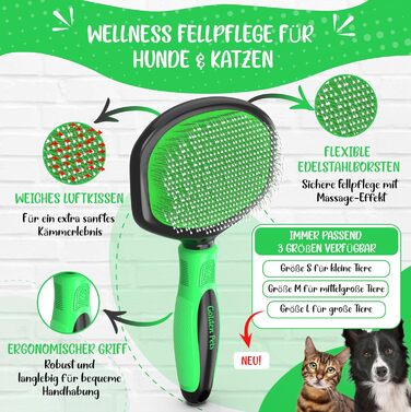 Щітка для котів та собак TESTURTEIL SEHR GUT з захисними нопочками, розмір M/L, покращена версія
