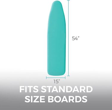 HOME GENIE Reflective Silicone Ironing Board Cover, 38.1 x 137.2 cm, fits large and standard boards, pads resist burns and stains, elastic edge covers, thick padding, no 15