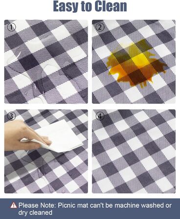 Плед для пікніка LIVEHITOP водонепроникний XXL (150x200 см) синій в клітку - для пляжу, кемпінгу, парку, BBQ