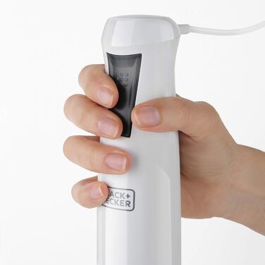BLACK+DECKER Stabmixer | BXHB500E | 500W | Compact and ergonomic design | splash-proof | Includes measuring cup | Plastic | White 1 accessory Single 500W