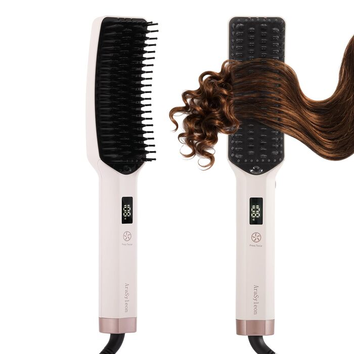 Іонна випрямляюча щітка для густого та кучерявого волосся - випрямляч для волосся з керамічними щетинками та швидким нагрівом, 16 температур (80-230°C), Dual Voltage
