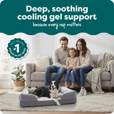 Ліжко для собак Furhaven Velvet Waves, сірий граніт, 91x69x20 см. Підходить для великих, середніх та малих собак.