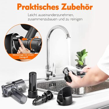 AMZCHEF Juicer for Vegetables and Fruits - Test Winner - Slow Juicer with Reverse-Masticating Function - Gentle Crushing Without Filtering - Electric Juice Press with Brush and 2 Cups - Matte Black
