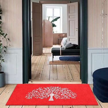 Килимок для підлоги AOAOPQ Tree of Life - антиковзаючий килимок для дому та вулиці (60x90 см, дерево & сірий)