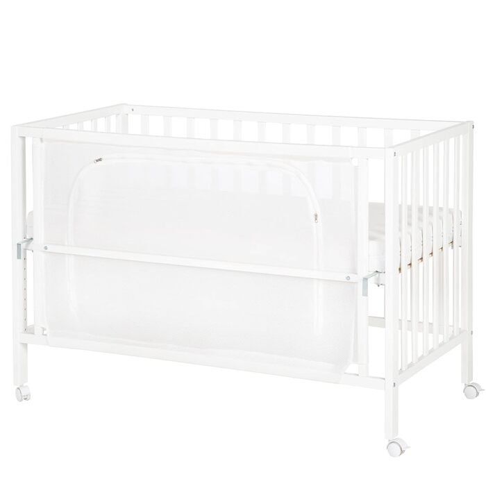 Дитяче приставне ліжечко roba Safe Asleep Sternenzauber 60x120 см, біле, для новонароджених, з бортиком, дерев'яне