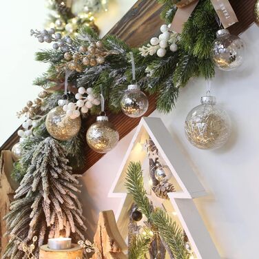 Набір прикрас на ялинку Sea Team 60 мм, 30 шт. з зображенням ялинки та блискітками, колір шампань