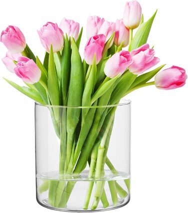 Скляна циліндрична ваза TREND FOR HOME Naida 19 см, прозора, декор для квітів, свічник, велика підлогова ваза для весілля, Ø 19 см, 4848 мл