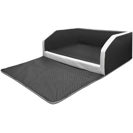 Преміум лежанка для собак Mayaadi-Home - 100 x 70 x 38 см | Лежанка для собак в авто | Лежанка в багажник з захисним покривалом | Чорно-біла, розмір M (100x70x38 см)