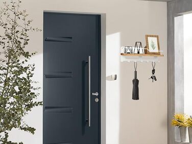 Дерев'яне ключове дошка JiangLin з полицею, декоративний тримач для ключів, настінна ключниця з 7 гачками, для входу, коридору, вітальні (білий)