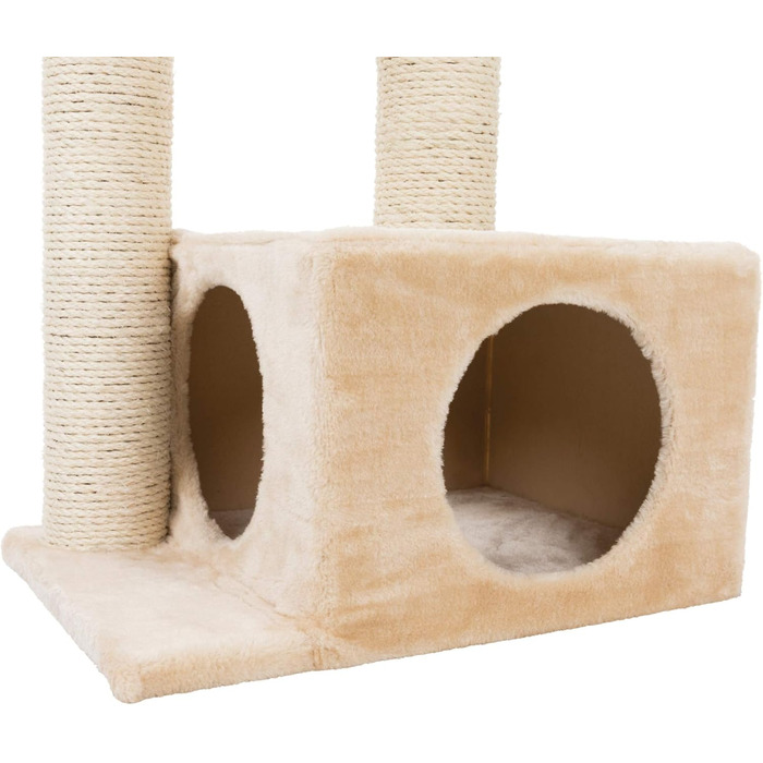 Дряпка для котів TRIXIE, 82.7 см, з обмотаним джутовим стовпом та великою печерею та іграшкою, колір бежевий