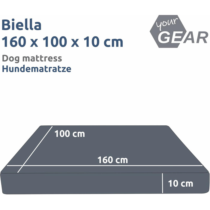 Ваше ліжко для собак GEAR Biella, ортопедичне, з екошкіри, миється, захищає суглоби, високий рівень комфорту (160x100x10 см)