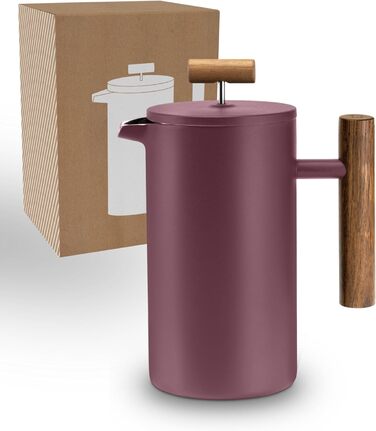Lambda Coffee® Thermo French Press Stainless Steel | Available in 3 Sizes | Stainless Steel Coffee Maker | Double-Walled: Keeps Warm for a Long Time | Coffee Maker | French Press (Red, 0.35l (2 Cups))
