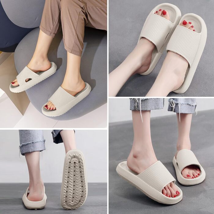 Шльпанці Cozislides Original: м'які, неслизькі шльпанці для дому та басейну (46/47 EU, Бежевий)