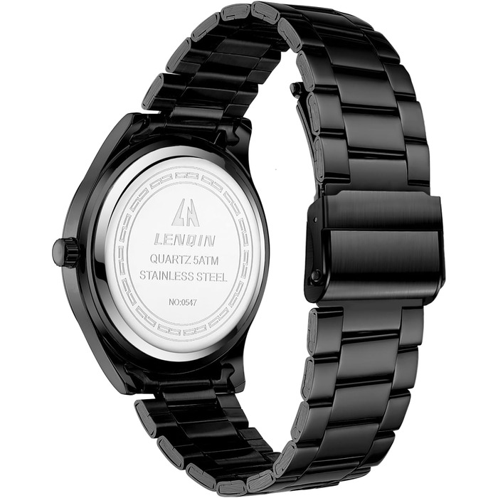 Годинник чоловічий LN LENQIN, водонепроникний, з нержавіючої сталі, кварцовий, аналоговий, чорний. Годинник для чоловіків, стильний аксесуар