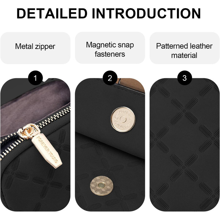 Сумка-органайзер на шию MUIIKOLA з RFID-захистом для телефону, велика місткість, екошкіра, чорно-коричнева