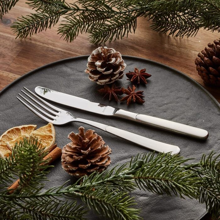 Amefa SATINA Cutlery Set, 30-Piece, Cutlery for 6 People, Dishwasher-Safe, Stainless Steel 18/10, Special Wave Cut, Hardened Blade Steel Satina 30-Piece