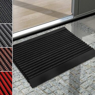 Примісний та вуличний килимок для очищення взуття Floordirekt Power Brush, чорний, 60 x 90 см