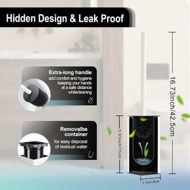 Настінна щітка для туалету DAZI з кріпленням без свердління, з нержавіючої сталі, сучасний дизайн, знімний внутрішній стаканчик для легкого догляду та очищення (золота щітка) (білий)