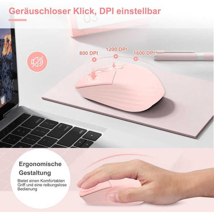 Leadsail FA98 Бездротова Механічна Клавіатура та Миша, 98 Клавіш, QWERTY, Рожевий Колір, 1600 DPI для PC, MacOS, Windows