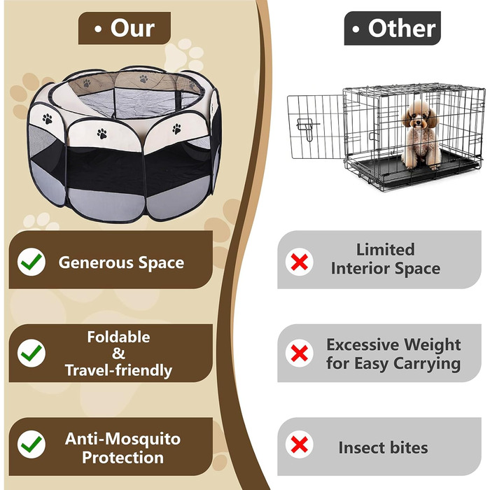 Вольєр для цуценят/кошенят, складаний, чорний, водонепроникний, портативний, з сіткою, 72x72x45 см
