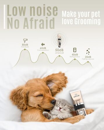 Oneisall Professional Pet Hair Clipper - Cordless Dog & Cat Grooming Kit - Electric Hair Trimmer with Gold Finish
