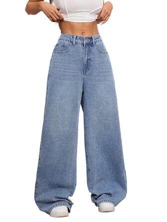 Джинси жіночі Damen Vintage Baggy, широкі, стиль Y2K 90-х, блакитні (XXL)