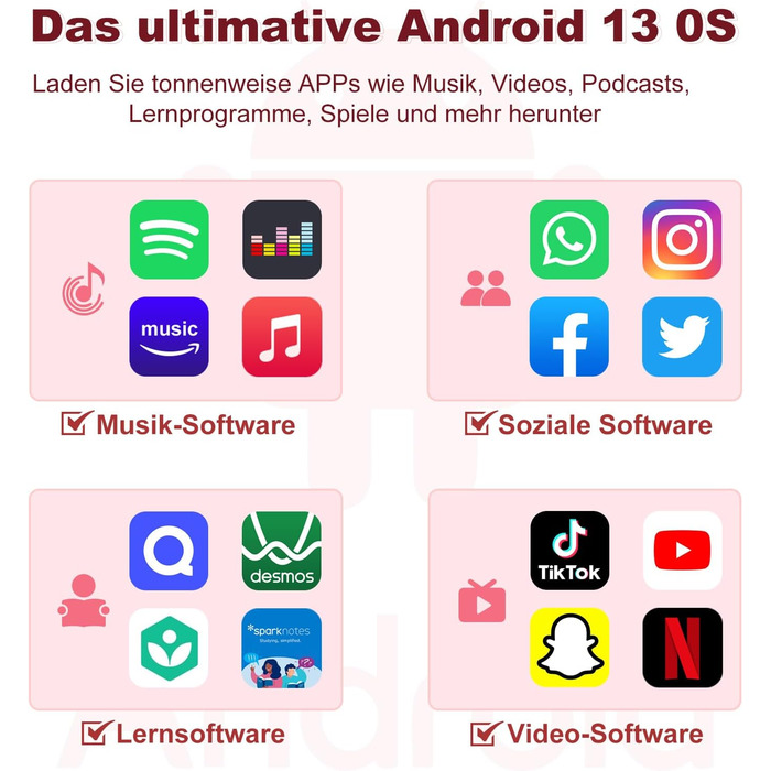 MP3 плеєр Spotify з WiFi та Bluetooth, Android MP4 плеєр для дітей 4.02