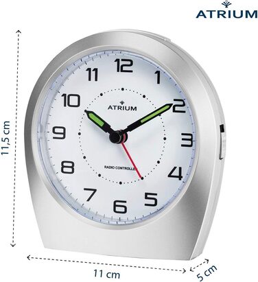 Atrium Funkwecker Analog Quartz Silent Movement Classic Design Matte Silver A620-19