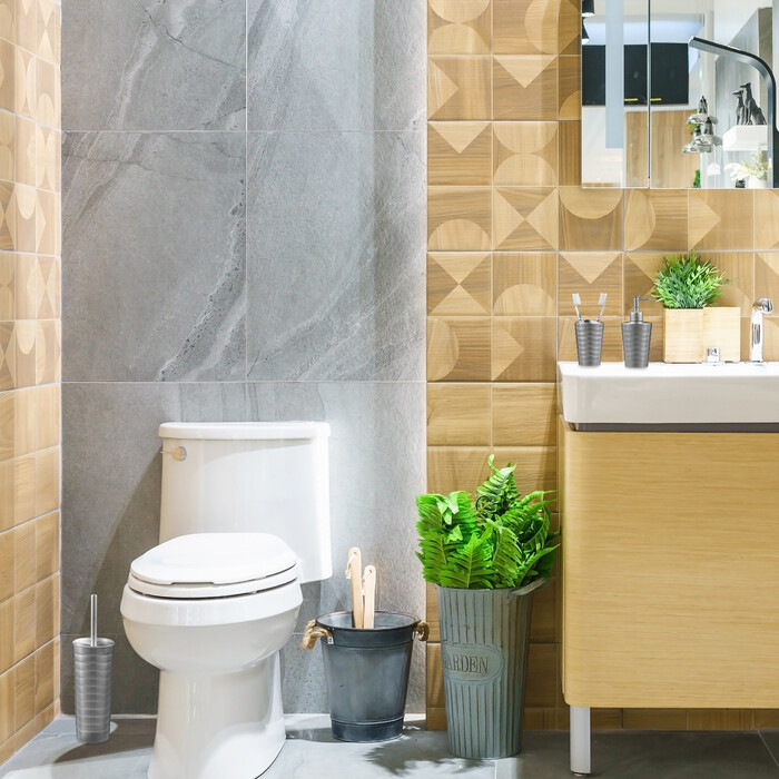 Relaxdays 5-piece Bathroom Set Stainless Steel