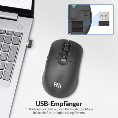 Бездротовий ігровий комплект клавіатури та миші Rii: Bluetooth + 2.4GHz, LED-підсвітка, QWERTZ, для офісу