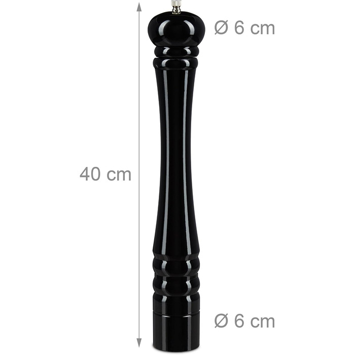 Set of 2 Wooden Macinapepe (Pepper Grinders), 40 cm Ceramic Grinder, Manual, Salt and Pepper Grinder, Classic Design, Black/White