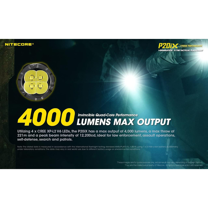 Ліхтарик Nitecore P20iX 4000 Люмен з акумулятором та зарядкою