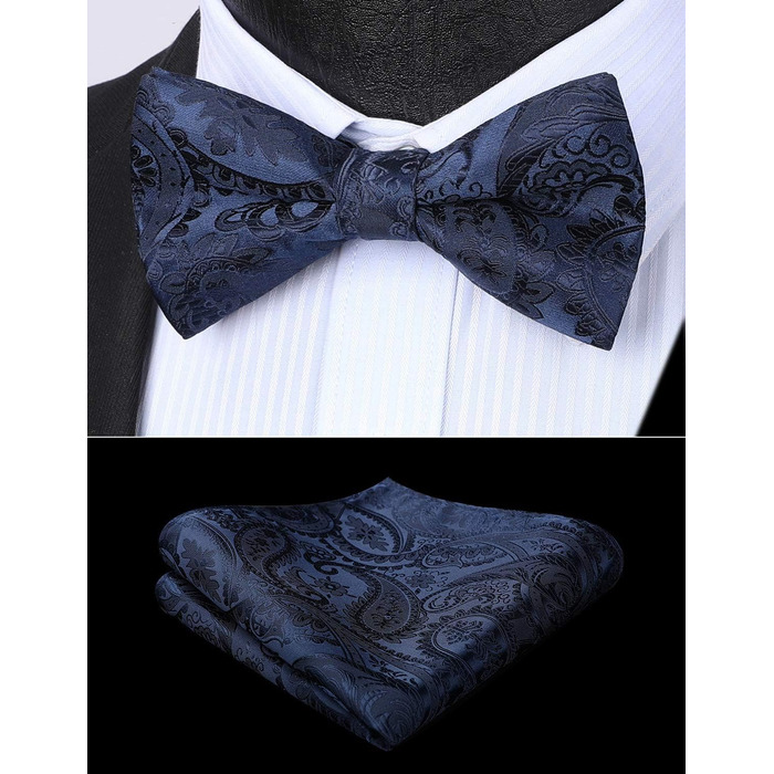 Метелик чоловічий HISDERN однотонний, регульований, для вечірки та весілля, темно-синій