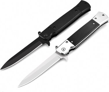 Eil Outdoor Folding Knife – Pocket Knife G10 Handle, Sharp One-Handed Knife Fishing Knife Blade made of Stainless Steel, Pocket Folding Knife Camping Gear for Fishing, Hunting, Sports Activities black