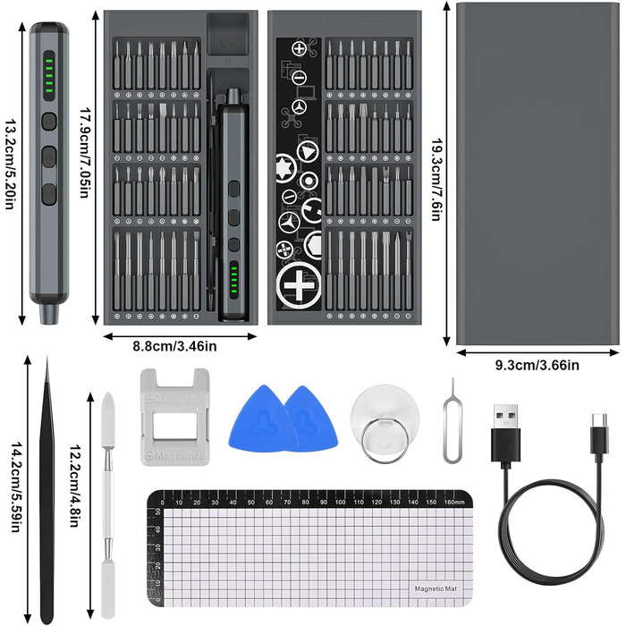 Набір викруток преміум-класу 74 в 1 з магнітними бітами для ремонту iPhone, ноутбуків, окулярів та годинників