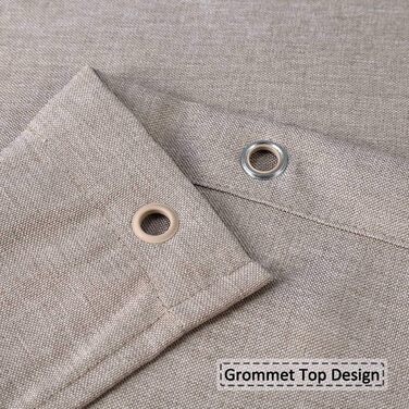 Штора для душу LinTimes з льону, 180x200 см, бежева (Taupe), важкий 240 GSM, з гачками, готельний люкс, машинне прання