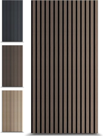 Акустичні панелі з дерева 60x60 см, настінна оббивка для шумоізоляції та звукопоглинання, ламельні панелі для покращення акустики приміщення (Горіх, 4 шт)