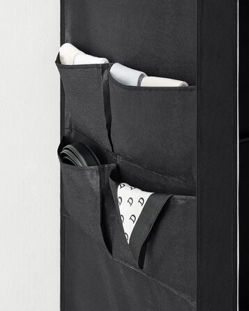 SONGMICS Wardrobe, Clothes Closet, 45 x 170 x 167 cm, 4 Hanging Shelves, with Shelves, 4 Side Pockets, Lots of Space, for Bedroom, Living Room, Black RYG094B02