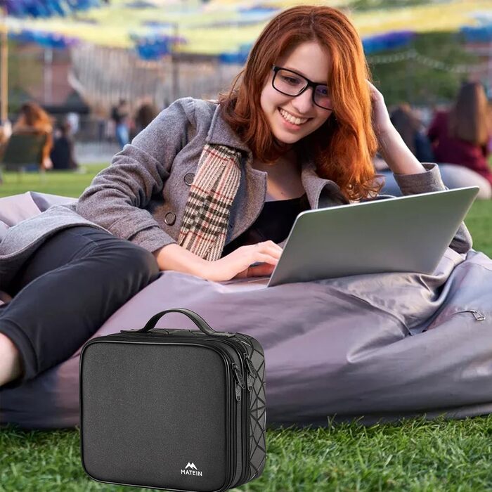 MATEIN Cable Bag Organizer, Cable Bag Travel 3-Layer Cable Organizer Cable Storage Cable Organizer Bag for Phone, Charger Cables, Electronics, Black