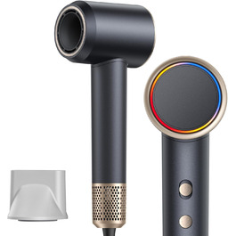 Іонський фен Föhn 200 мільйонів іонів, швидкий сушар для волосся 110 000 об/хв, компактний фен для подорожей, дому, салону. 3 температурні режими та 2 швидкості, концентрат. Сірий колір