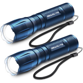 LED ліхтарик Gearlite 2 шт., 2000 люмен, 5 режимів, IP65, водонепроникний, для кемпінгу, туризму, дітей, невідкладних ситуацій (блакитний)