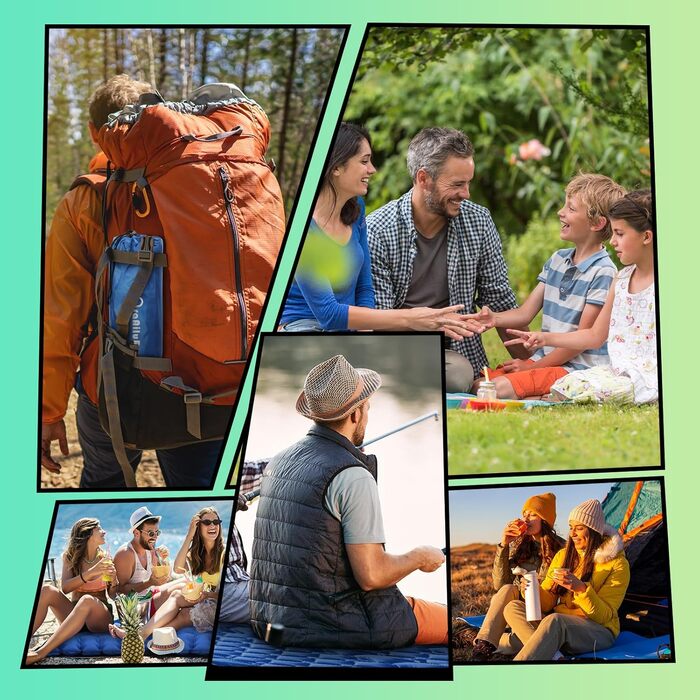 Каремат (килимок) для кемпінгу iParaAiluRy ультралегкий, компактний, надувний - синій. Для туризму, пікніків, пляжу.