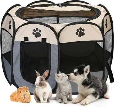 Трансформер-переноска для тварин, портативна, м'яка, Pop-Up, для собак, котів та кошенят, сітка, дихаючий матеріал, для дому та вулиці, темно-коричнева (Маленька, Сіра)