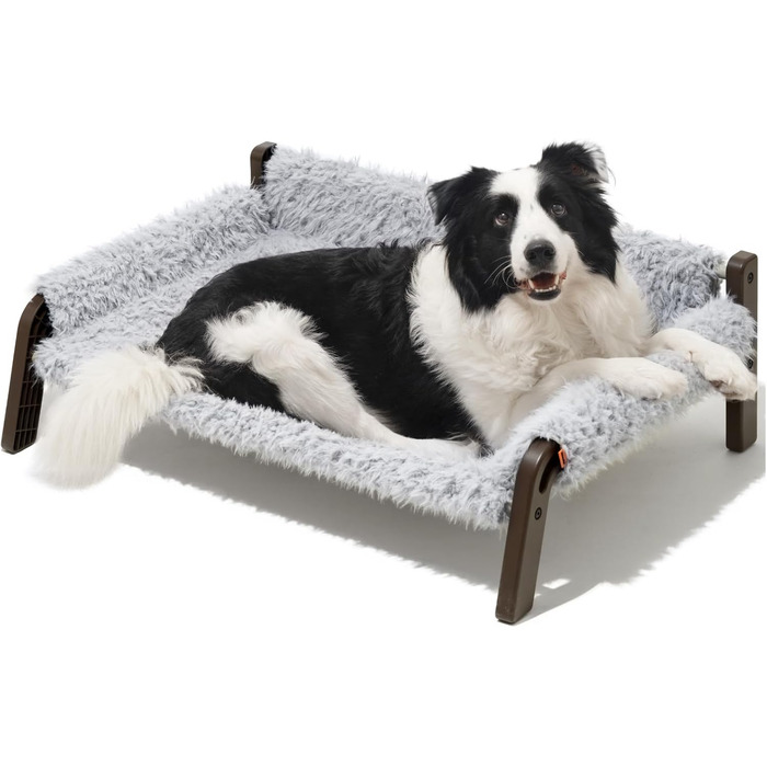 MEWOOFUN Dog Sofa Dog Bed Elevated No Dogs - Dog Beds for No and medium-sized dogs with Non-Slip Bottom, Breathable Woven Bed with Removable, Cat Sofa 61 x 53 x 28 cm, (XL, Grey)