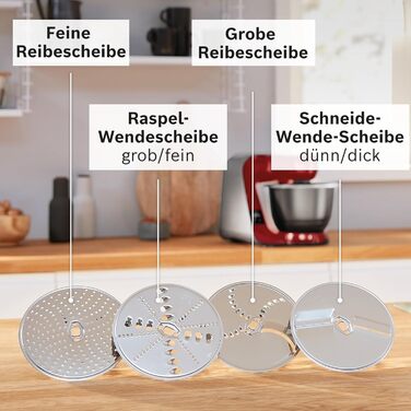 Bosch Kitchen Machine Series 4 MUM5X720, integrated scale, 3.9L stainless steel bowl, 1.25L mixer, professional dough hook, planetary mixing system, whisk, continuous slicer/shredder, 1000 W, Dark Red/Silver. Includes 2 accessories. Single.