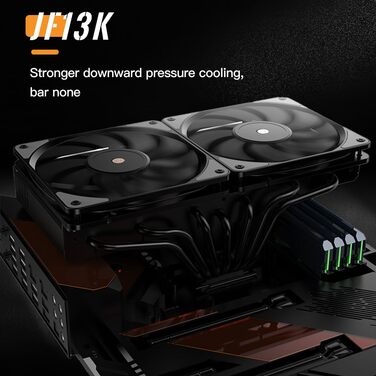 Кулер для CPU TZMRIT KF200 з 2 тепловими трубами, RGB LED, чорний, 9 см, 2200 RPM, для LGA115X/1200/17XX/1366, FM1/FM2/AM2/AM3/AM4/AM5